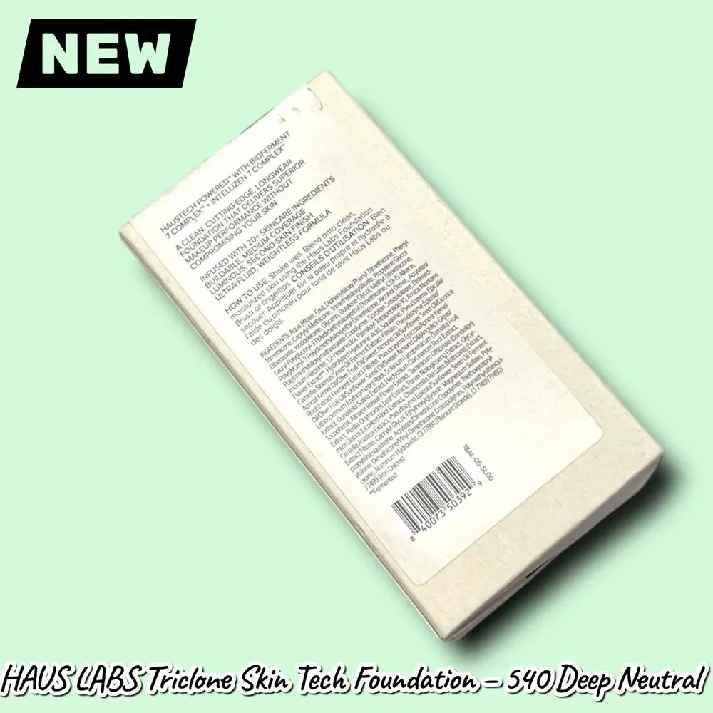 New HAUS LABS Triclone Skin Tech Medium Coverage Foundation – 540 Deep Neutral –